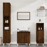 vidaXL Set de muebles de baño 3 pzas madera contrachapada en color Gris sonoma/Gris hormigón/Roble Sonoma y más | almacenamiento funcional diseño moderno para baño dormitorio sala - details 3