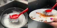 Kit 2 Cepillo Cocina con Mango Largo mas 2 Estropajo Cocina con Mango Largo - Cepillo Limpieza Fregadero - Limpiar Platos Cepillos Fregaplatos - Cepillo con Mango Silicona - Kitchen Sink Dish Brush - details 0