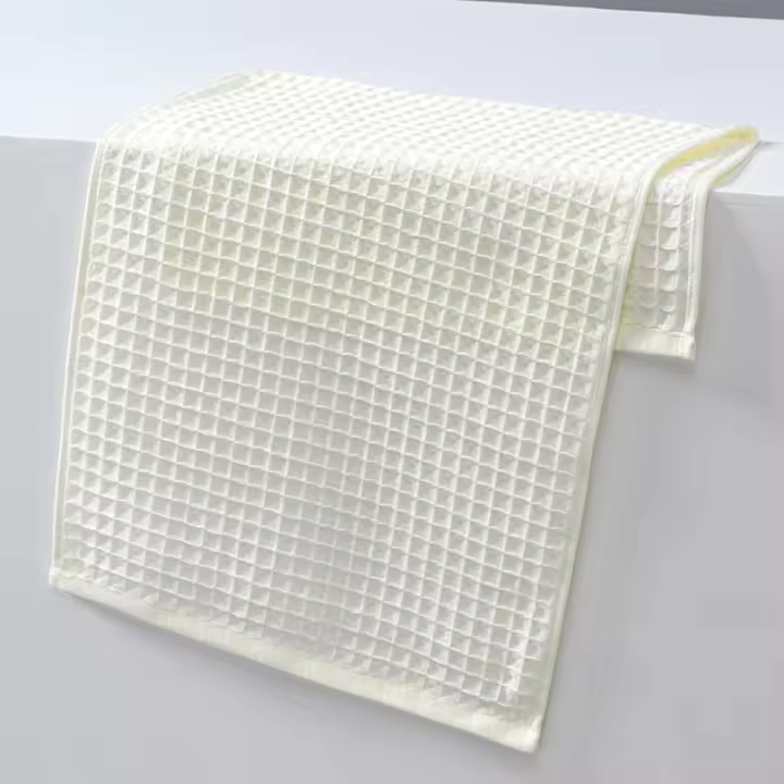 Toallas de algodón tipo gofre, toallas faciales suaves y absorbentes, textura de panal de algodón peinado, esenciales para el baño del hogar. - 1