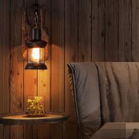 Nostálgico Retro Lámpara de Pared Apliques de Pared de Madera Maciza Pintura Metálica Viento Industrial Iluminación E27 Iluminación DE LA Pared Cafe Restaurant Bar Tienda de Ropa Internet Cafe - details 0