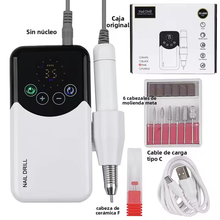 Máquina De Uñas Recargable Con Motor Sin Núcleo 35000RPM Para Manicura Y Pedicura De Gel De Acrílico Y Pulido Eléctrico De TFSCLOIN - 1