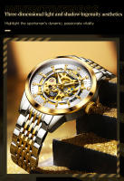 Reloj De Pulsera Mecánico Para Hombre OLEVS Lujo Oro Esqueleto Automático Resistente Al Agua Acero Inoxidable Luminoso Negocios - details 5