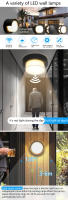 Lámpara De Pared LED Impermeable IP66 6W 12W Con Sensor De Movimiento Radar Para Interior Y Exterior Iluminación Decorativa Para Pasillo Farol De Puerta - details 1