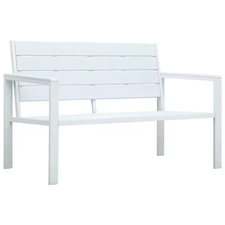 vidaXL Banco de jardín HDPE negroo aspecto madera 120 cm en color Negro/Gris/Blanco - 1