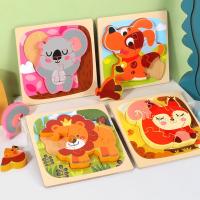 Puzzle 3D De Madera Con Animales Y Coches Para Niños Juguete Educativo Montessori Tablero De Bloques De Alineación Para Escritorio - details 9