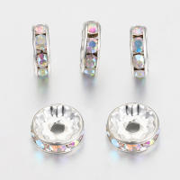 100pcs Bolas De Espaciador De Cristal AB Colorido Y Plata Para Fabricación De Joyas Pulseras DIY Encuentros De Enlaces Metálicos - details 4