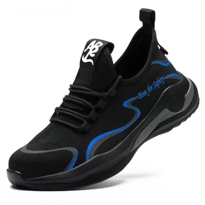 Zapatos de seguridad ligeros para hombre, zapatillas de trabajo transpirables con puntera de acero, antigolpes y ANTIPERFORACIONES - 1