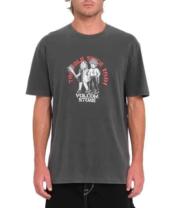 Camiseta de manga corta Volcom Trouble Couple Pw - Black - 1