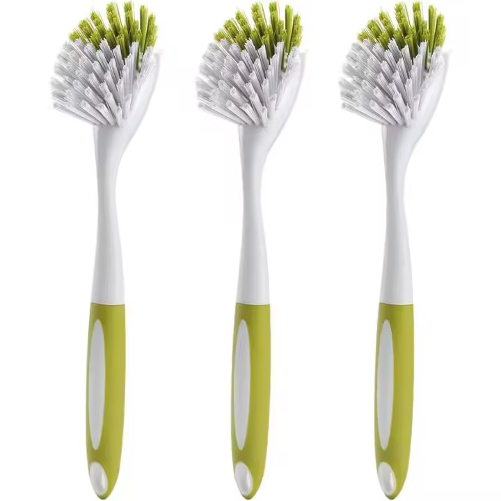 Cocina, fregadero, Olla, fregar con Cerdas duraderas, Amarillo-Verde, 3 UDS. - 1