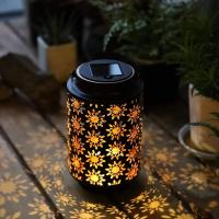 Linterna solar automática Solar al aire libre jardín 30cm altura decoración llama efecto seguro y hermoso impermeable forjado N para jardín, patio, Veranda, césped, patio, fiesta (patrón de flores) - details 2