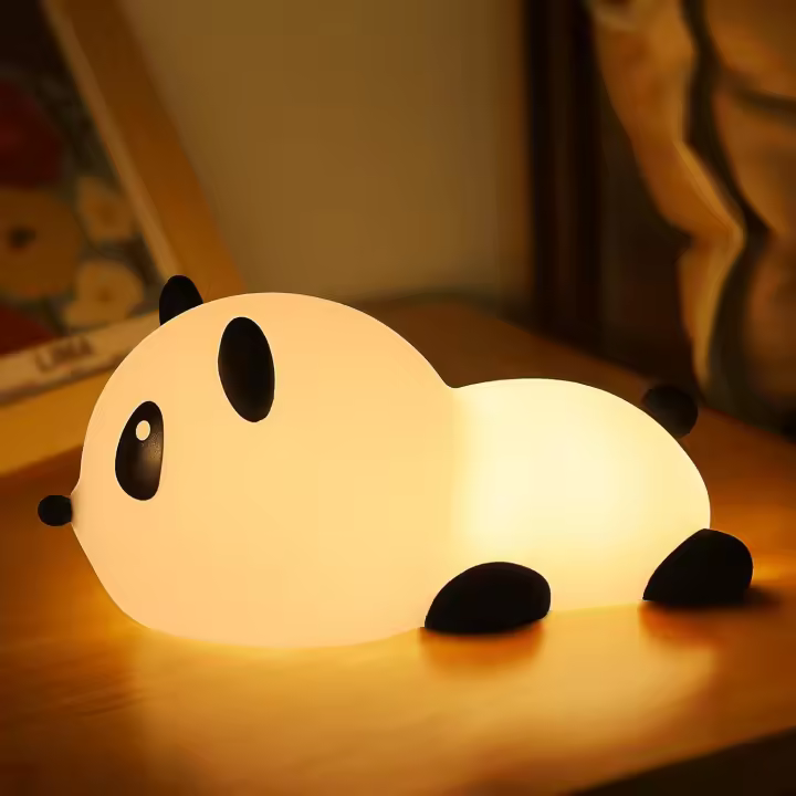 Luz Nocturna para Guardería Panda 7 Colores: Luces Nocturnas LED de Silicona Suave para Niños con USB Recargable, Bonita Lampara Decorativa para Habitación - Regalos para Bebe Pequeños - 1