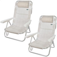 Aktive - Silla de playa plegable, multiposición, aluminio y textileno, asiento bajo, incluye cojín acolchado, asa de transporte, silla reclinable de playa, respaldo reclinable - details 4
