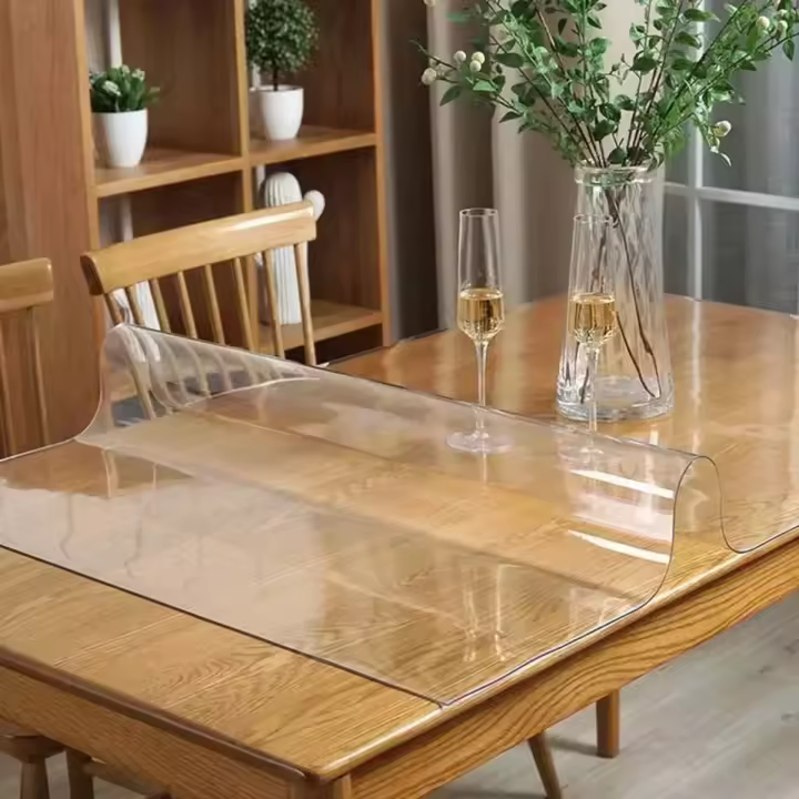 Mantel De PVC Transparente Y Resistente Al Agua Y Aceite Cubierta Rectangular Para Comedor Mate Y Transparente - 1