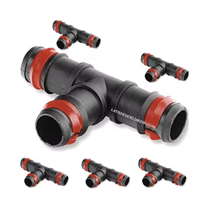 Suinga Te 16mm Riego por Goteo con Anilla de Seguridad (Pack 25) - Negro - 1