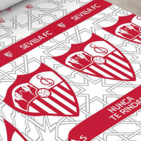 Sevilla F.C. - Juego de Sábanas Verano Licencia Oficial Sevilla FC 50% Algodón / 50% Poliéster (3 Piezas: Encimera, Bajera Y Funda De Almohada) Blanco, Rojo, Escudo - details 2