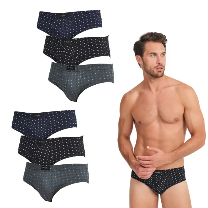 Don Algodon | Pack 6 Slips para Hombre | Suaves | Ropa Interior Elástica para Uso Diario | 93%  Algodón |  Transpirables | 3 Modelos diferentes | Estampados y Lisos - 1