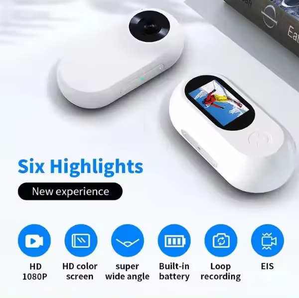 proAMEDEN  Mini cámara de acción para deportes al aire libre, videocámara de bolsillo con pantalla grabadora de vídeo y foto para casco de bicicleta y motocicleta, DV, 1080P, para coche, dron, e.t.c. - 1