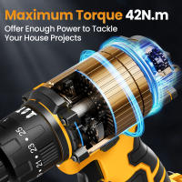 3 in 1 Cordless Impact Drill Brushed Electric Screwdriver  Electric Hammer Drill Mini Wireless Hand Drill Lithium-Ion Battery Power Tools Perfect For Gifts - details 2