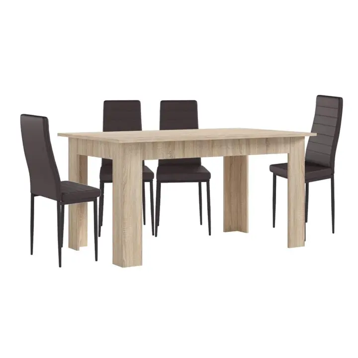 Pack Mesa de Comedor o Cocina + 4 Sillas en Polipiel/metal     Saldos y Stocks - 1