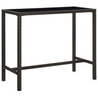 vidaXL Mesa alta de jardín ratán sintético y vidrio 130x60x110cm en color Gris/Marrón | estructura resistente ideal para salón dormitorio o estudio - details 1
