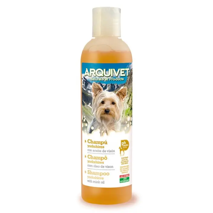 Champú para Perro Yorkshires con Aceite de visón 250 ml - Productos Especiales para la higiene de Perros - Accesorios para Perros - Shampoo Suave para Perros - No irrita Piel ni Ojos ARQUIVET - 1