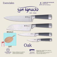 San Ignacio Set de 4 Cuchillos de Cocina Profesionales de Acero Inoxidable con Mangos de Silicona + tabla de corte de regalo - details 1