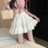 Mini Falda Con Volantes Negra Y Blanca Para Mujer Cintura Elástica Estilo Lolita Kawaii Y2K Faldas De Tul Con Encaje - details 1
