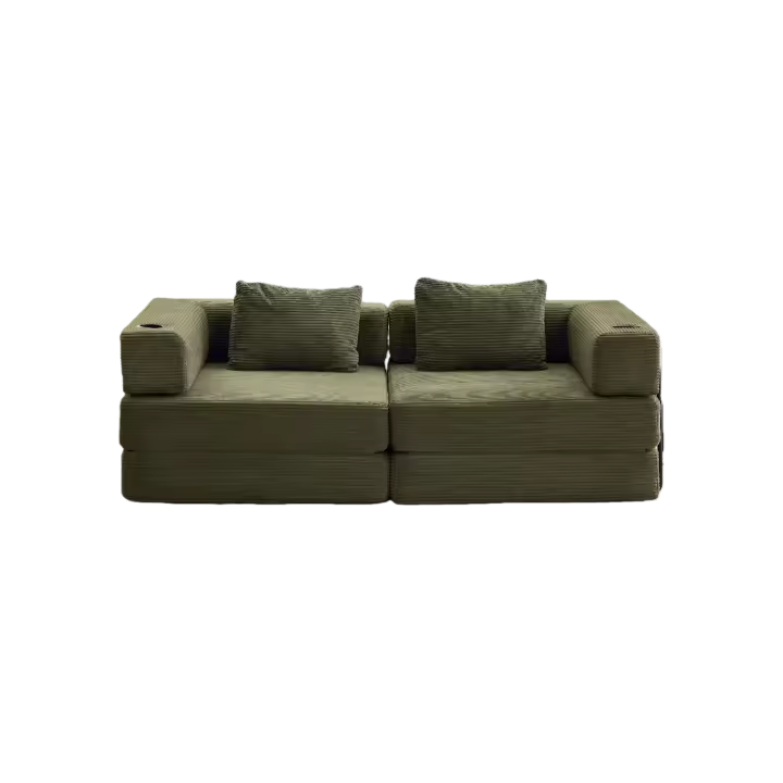 Sofá plegable convertible en sofá cama, modular de 2 plazas con funda de bombazine, sin montaje, colchón tipo tatami, ahorra espacio, ideal para salón, dormitorio, apartamento pequeño - 1