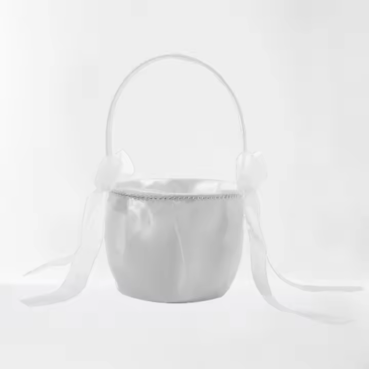Cesta De Flores Para Boda Decorativa Con Largos Cinturones De Lazo Occidental Decoración Romántica Para Novia Y Flores Esparsas - 1