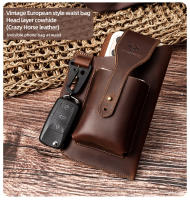 Bolsa De Cintura Para Hombre HUMERPAUL De Cuero Genuino Estilo Vintage Casual Porta Móvil Cigarrillos Bolsa Exterior Pequeña Holster De Anillo - details 0