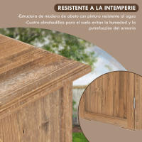Outsunny Caseta de Jardín Exterior de Madera Armario de Exterior con 2 Puertas Magnéticas Cobertizo de Jardín Exterior para Almacenamiento de Herramientas 77x55x72 cm Marrón - details 5