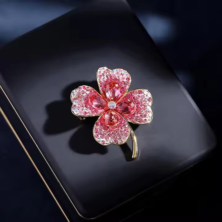 Broche De Cuatro Hojas Con Cristales Para Mujer Moda Accesorios De Ropa Para Fiestas Y Eventos Joyería De Moda - 1