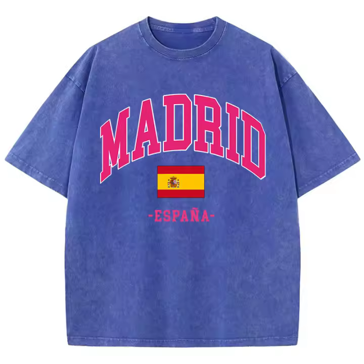 Camiseta De Hombre Madrid Spain Art And Design Impresión Versátil Suave Aesthetic round Neck Harajuku Juvenil Media Manga T-Shirt Para Daily Summer Moisture Wicking Cotton Pull on O-Neck - 1