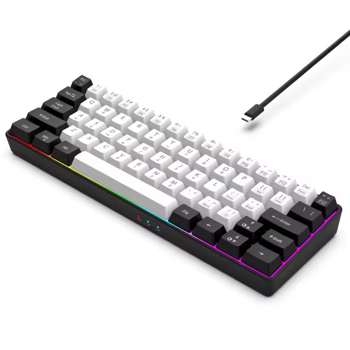 Teclado De Juego Con Cable 60% RGB Backlight Mini Compacto Impermeable 61 Teclas Para PC/Mac Para Jugadores - 1