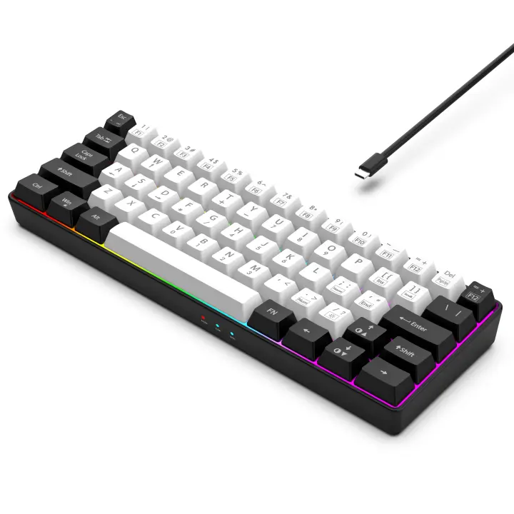 Teclado De Juego Con Cable 60% RGB Backlight Mini Compacto Impermeable 61 Teclas Para PC/Mac Para Jugadores - 1