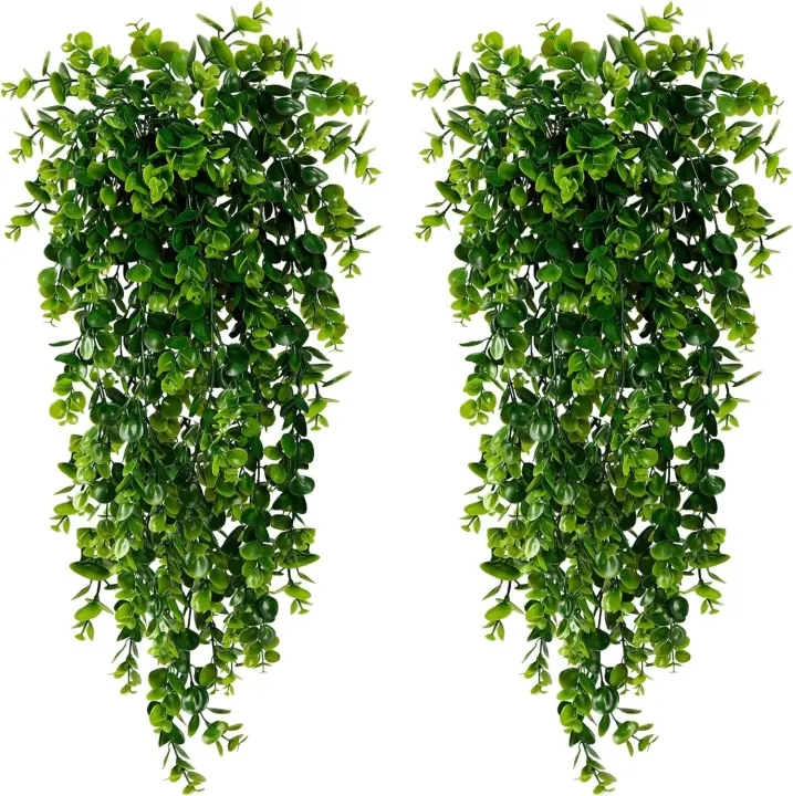 Planta Artificial De Hojas De Eucalipto Colgante 1/2PCS Verde Permanente Resistente Al UV Para Decoración De Casas Y Bodas - 1
