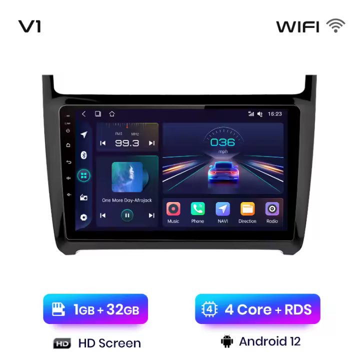 Junsun Radio Coche para VW Volkswagen POLO 5 sedan 2008 2009 2010 2011 2012 2013 2014 2015 2016 2017 2018 2019 2020 Inalámbrico CarPlay Android Auto  AI Voice 2 din Pantalla Coche Android Auto Multimedia Navegación GPS Auto radio - 1