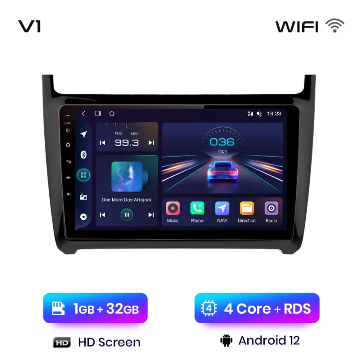 Junsun Radio Coche para VW Volkswagen POLO 5 sedan 2008 2009 2010 2011 2012 2013 2014 2015 2016 2017 2018 2019 2020 Inalámbrico CarPlay Android Auto  AI Voice 2 din Pantalla Coche Android Auto Multimedia Navegación GPS Auto radio - 1