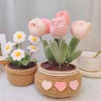 Kit De Inicio Para Crochet De Tulipanes Hechos a Mano DIY Para Adultos Y Niños Con Plantas En Macetas Herramienta Textil Para Mujeres - details 12
