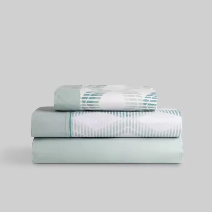 Llartextil Juego de Sábanas Karamelo Noga Verde - Línea Limpia y Colorida - 1