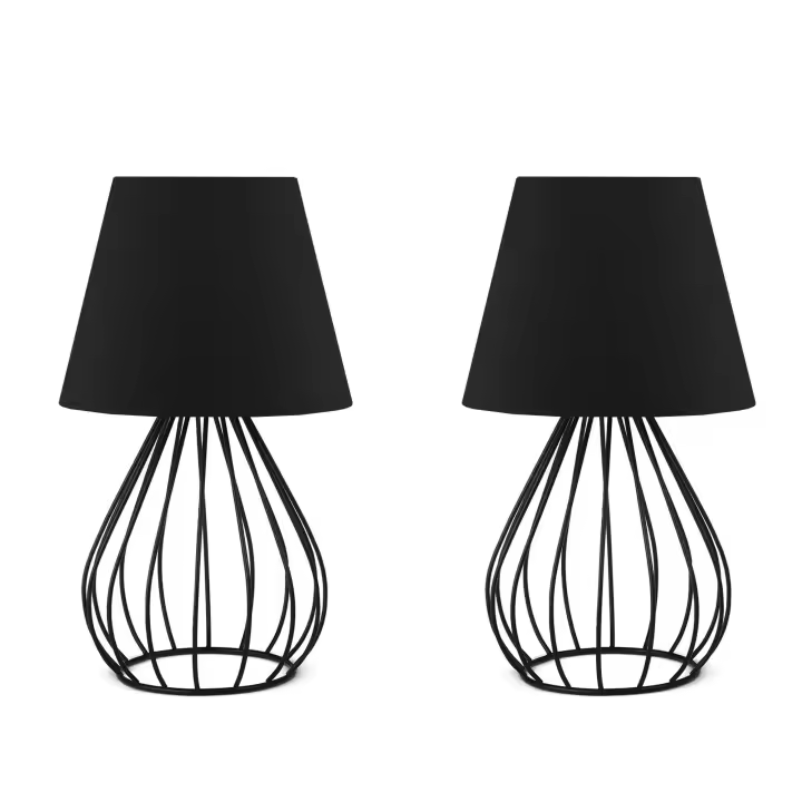 Juego de 2 lamparitas de noche 36 cm. negro, tipo E 27 Max 60 W WELLHOME - 1