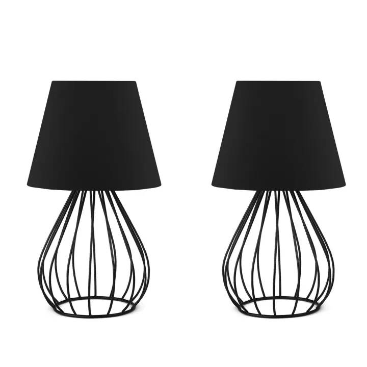 Juego de 2 lamparitas de noche 36 cm. negro, tipo E 27 Max 60 W WELLHOME - 1