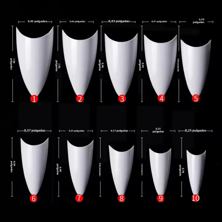 500pcs De Uñas Postizas Acrílicas Francesas Curvas Puntiagudas Naturales Transparentes Tamaño Mixto Extensión Cobertura Total Uñas Press on - 1