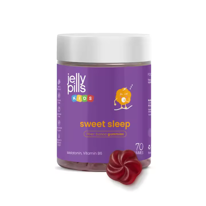 Jelly Pills Melatonina Kids 0,5 mg + Vitamina B6 - 70 Gummies Veganas Sin Azúcares Añadidos - Sabor Frutas del Bosque Natural - 1
