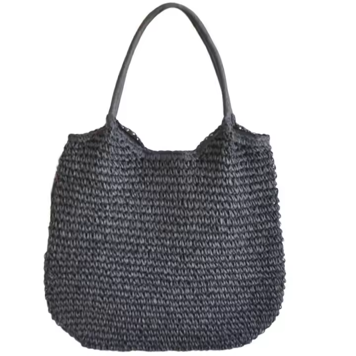 Mujeres elegante paja tejida playa gran capacidad Bohemia trenzado bolso de hombro para las vacaciones ocasionales y compras naranja - 1