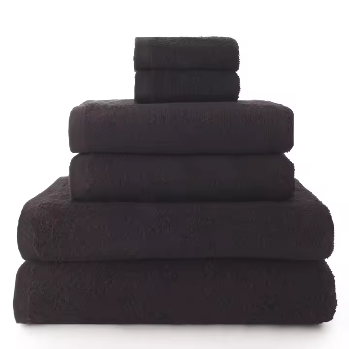 Set 4 Toallas piezas: 2 manos + 2 baño color negro, El mejor textil hogar para tu casa Fijalo - 1