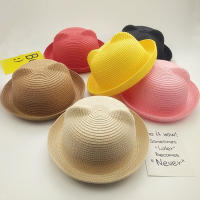 Sombrero De Sol Para Niños Y Niñas Protección Solar Sombrero Pannamericano Con Decoración De Orejas Material De Paja Unisex - details 0