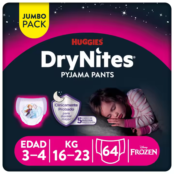 Huggies Drynites Pijama Pants Para Niña, Talla 3-4,4-7,8-15 - 1
