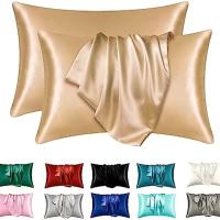 2pcs Fundas De Almohada De Satén Seda Para Cabello Y Piel Coral Tamaño Estándar Conjunto De Fundas De Almohada Super Suaves - details 0