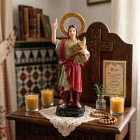 Figura San Pancracio. 3 Tamaños. Pack 1 o 2 Figuras de Resina, Imagen Religiosa. Adorno de Comedor, Salón, Capilla, Iglesia, Colegio, Habitación. Figura Religiosa Resina, Resistente. Perfecta para Regalo, Decoración Religiosa y del Hogar - details 0